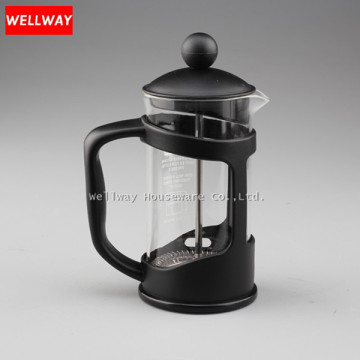 Black Plastic Outer Borosilicate Coffee Maker French Press