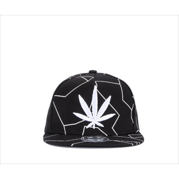 Gorra de hip-hop con gorra de béisbol bordada en hoja negra