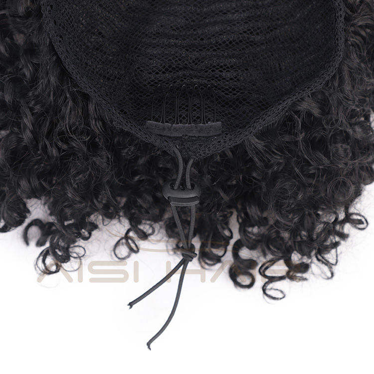 Aisi Hair Ponytail Afro Puff Kinky Curly Drawstring Hair Extensions High Temperature Fiber Short Hairpieces with Clips