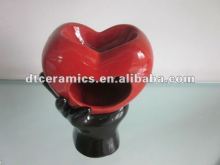 red ceramic heart oil burner