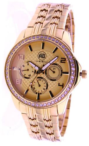 IP Rose Gold Three Sub Dial Watch with Crystal