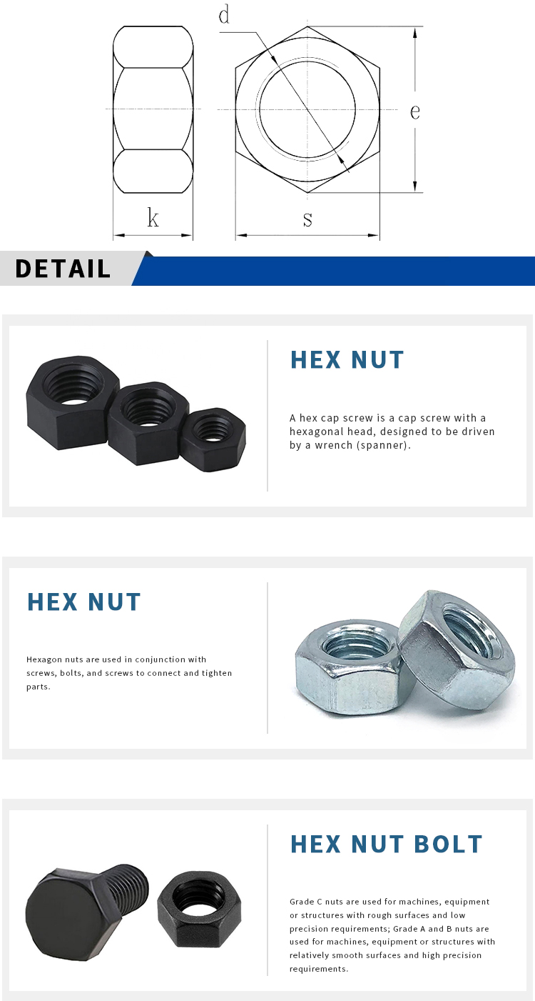 size stainless steel 304/316 hex nut