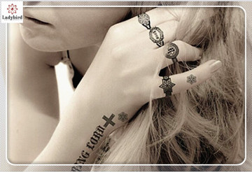 lady watch bracelet Design Black temporary tattoo sticker