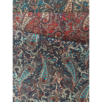 Paisley Tasarım Polyester Kabarcık Şifon Baskı Kumaş