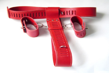 Leather Bondage Restraint Harness With thigh cuffs Male Chastity Device Underwear