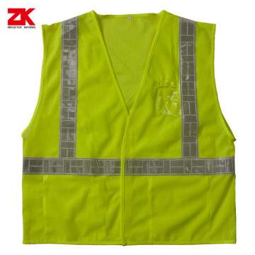 Mesh safety vest with PVC id pocket