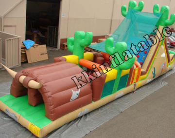 Hot Inflatable Obstacle Tunnel , Inflatable Slide Combo