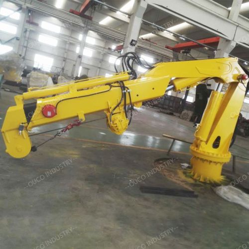 OUCO custom 2T6M folding arm telescopic marine crane, small ship deck crane, easy to operate