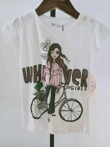 girls cotton knit placement print short sleeve top