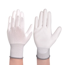 Hespax White Polyurethane Coated Anti-static Work Gloves