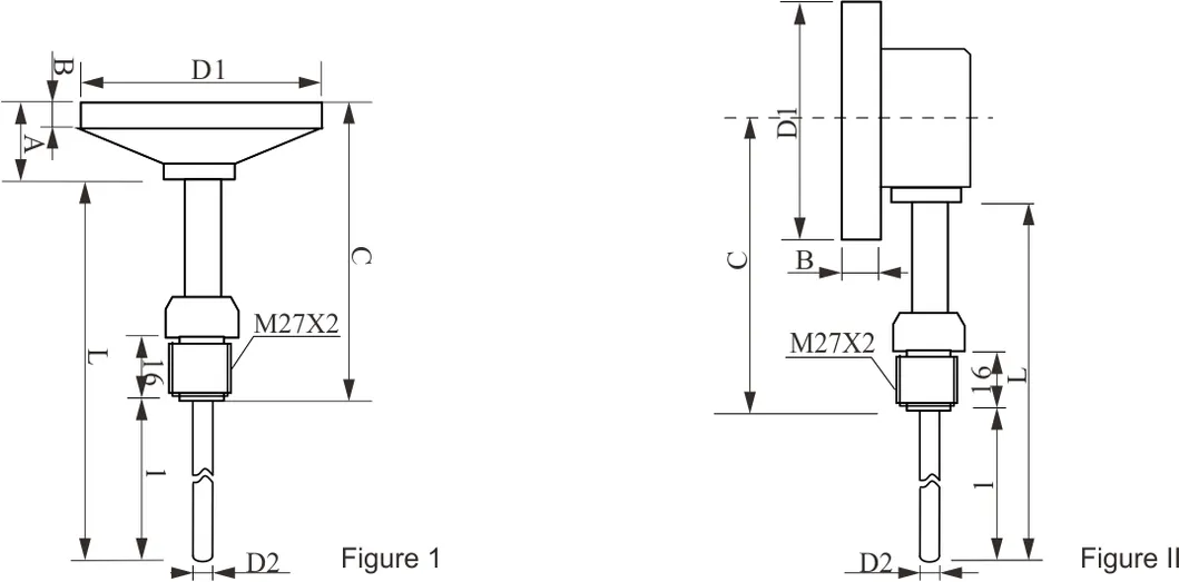 Temperature Indicator Type Thermometer - Metal Sheet Type Water/Gas/Liquid Thermometer