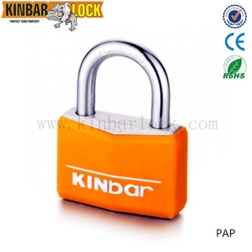 Rhombic plastic coated aluminum padlock