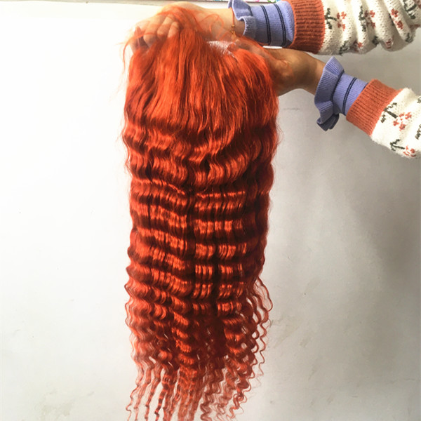 Ginger Deep Wave Colorful Lace Front Wig Human Hair Colored Wigs Human Hair Lace Front Ginger Orange Colorful Lace Wig