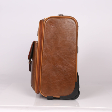 Popular carry on Stock PU leather travel luggage