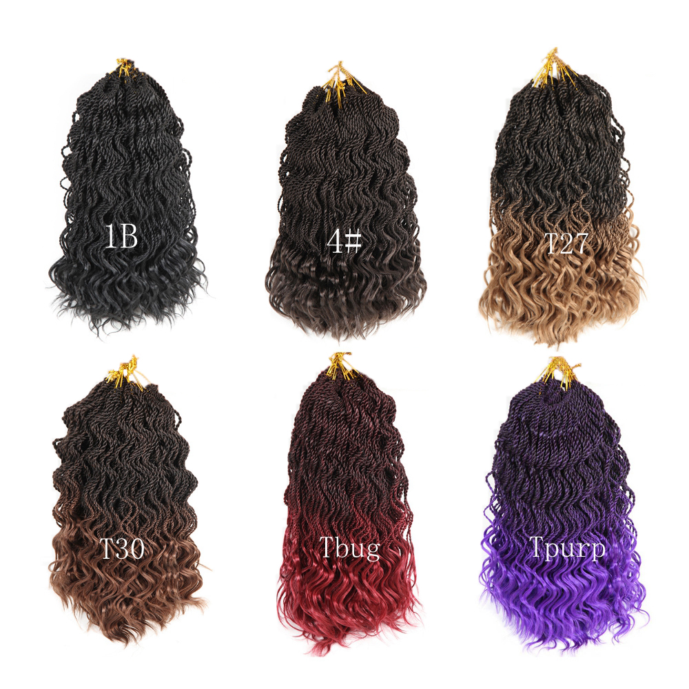 Curly Twist Crochet Hair Long Senegalese Twist Braids Hair Synthetic Fiber High Quality Solid And Mixed Color Purple Black