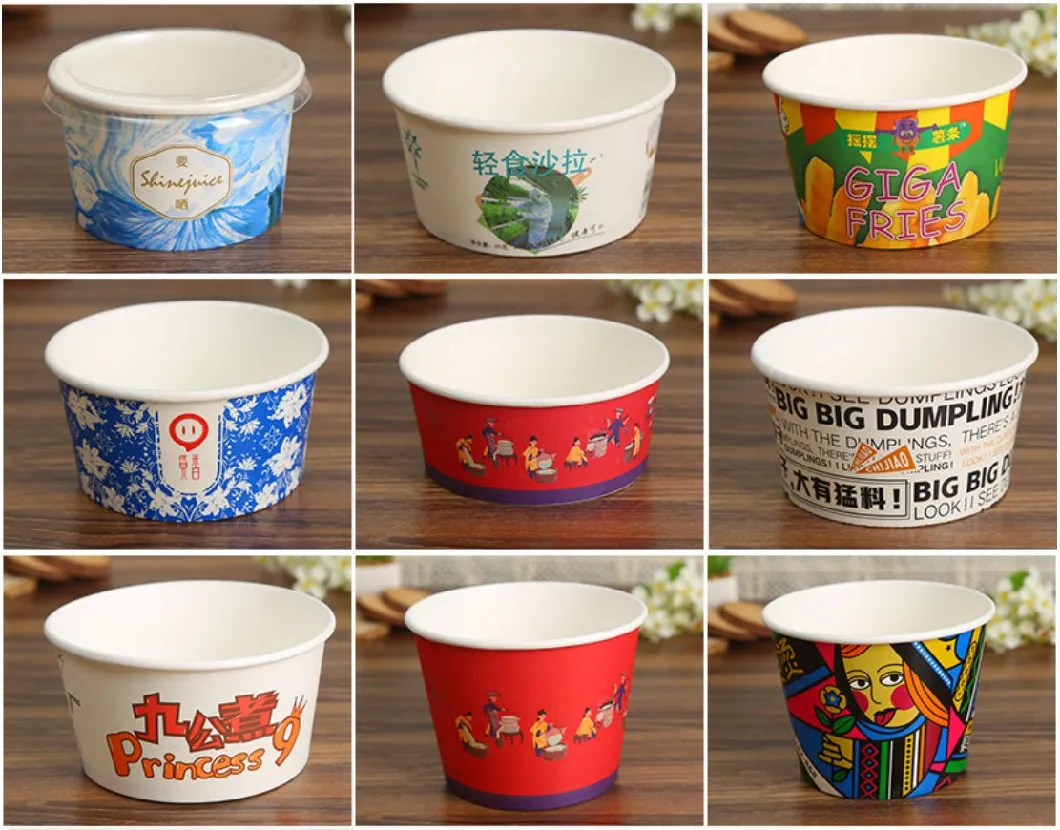 Customized Manufacturer Kraft Paper Salad Bowl with Pet Lids