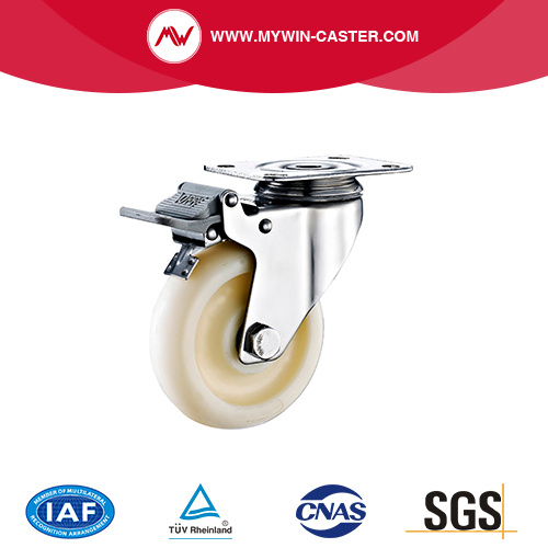 Braked Plate Swivel Stainless Steel PP Caster