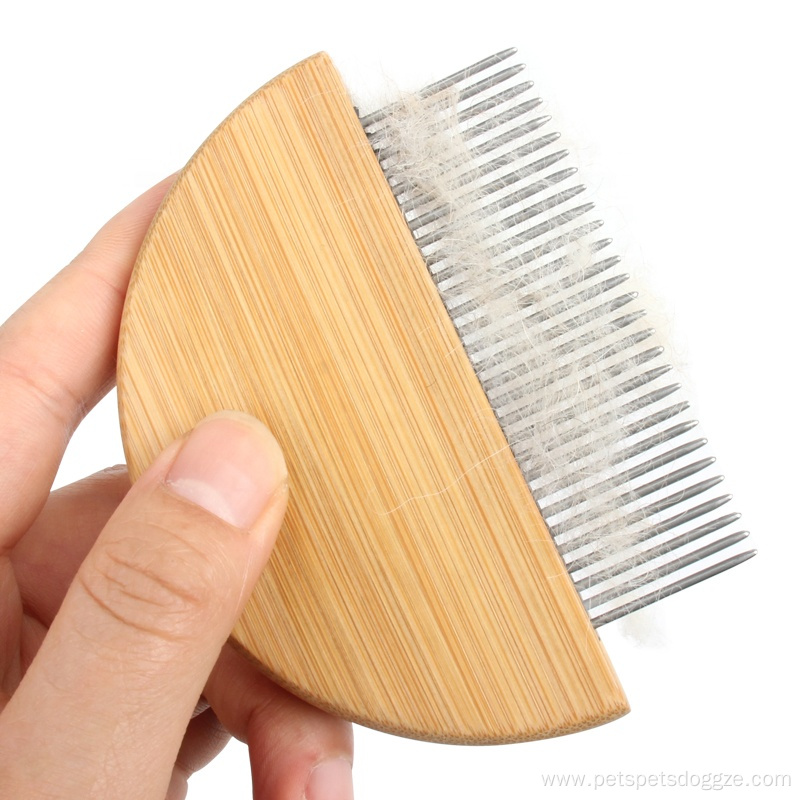 Bamboo Wooden Pet Metal Needle Hair Comb Cat