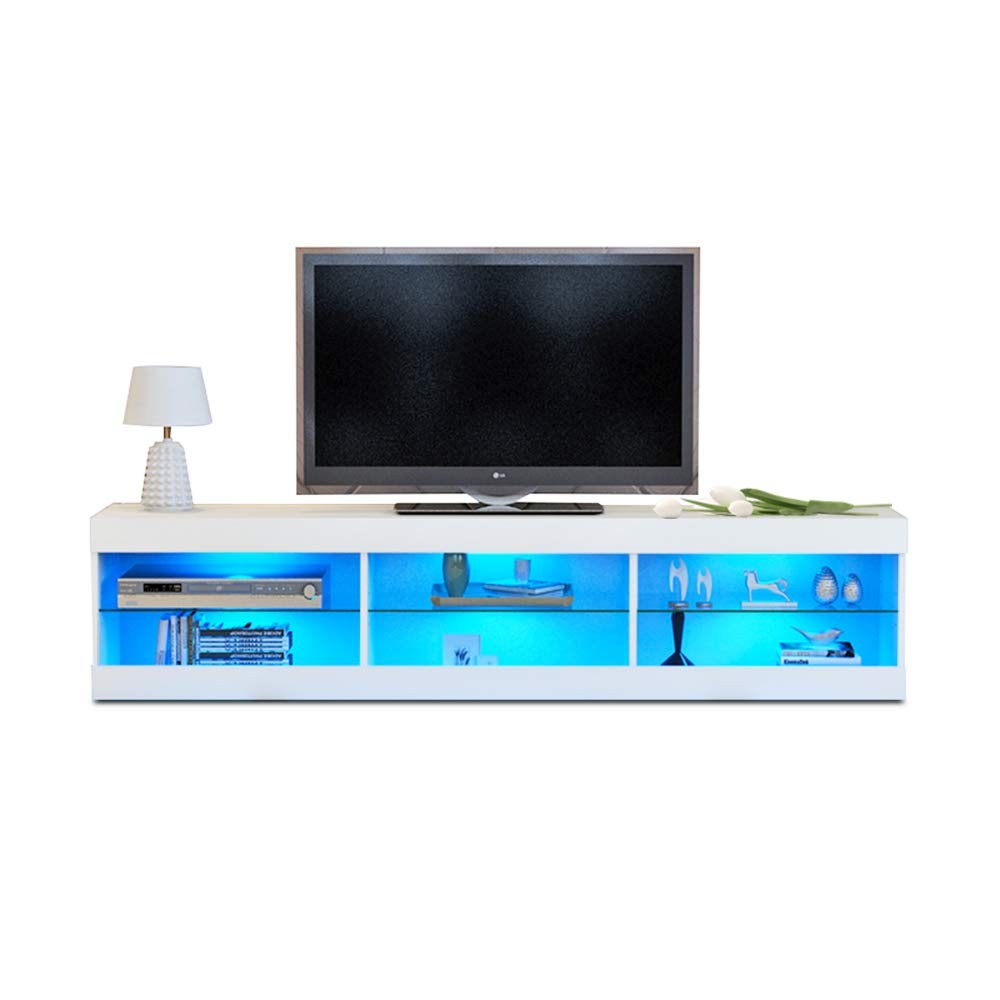 Glass Shelf TV Stand Wooden Living room 