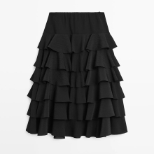 Women's ruffled mid length skirt