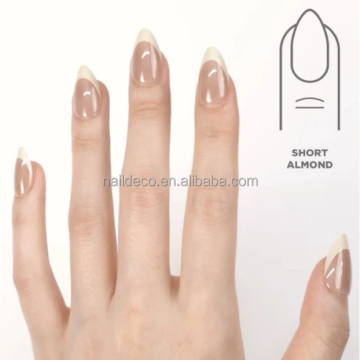 Super Thick Press-on Nails: Short Almond French Tips - NADECO