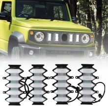 LLevo 4Pcs Grille Decorative Lamp Kit for Jimny Dual Color Grille Lights