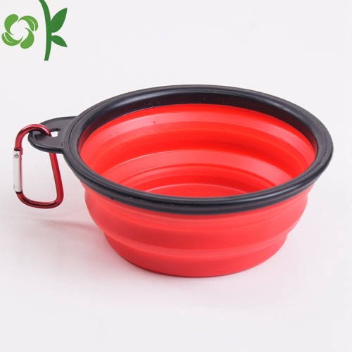 Silicone Travel Dog Bowl Dengan Cangkuk Keselamatan Carabiner