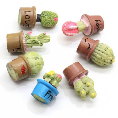 Hot Popular Charms Resin Crafts 3D Cactus Plant Shape Pot Culture Mini Cute Cabochons Loose for Craft DIY Decorations