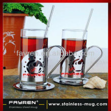 Irish coffee cup with metal holder