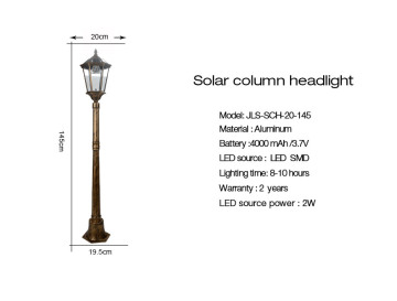 Hot sale Pagoda solar lamp post single lamp