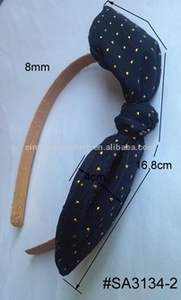 gold dot fabric rabbit ear bow headband, rabbit hairband,alice band,hair accessories,hair jewelry,hair ornament,new 2015