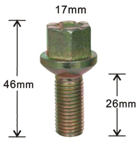 boulon de 17mm hexagonale laiton auto roue cosse