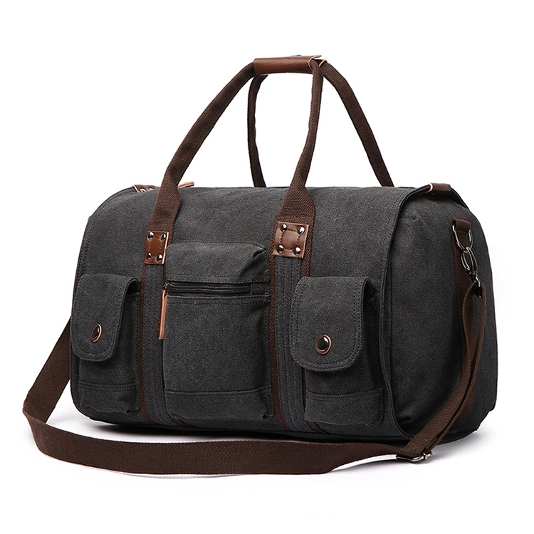 European and American Style Large Capacity Canvas Handbag Men and Women's Pure Color Travel Bag