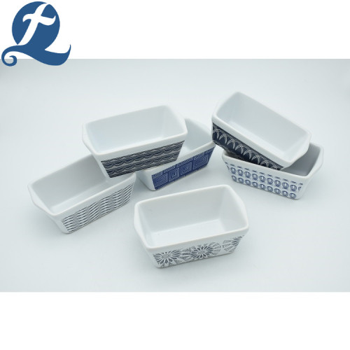 Pan de pan rectangular Utensilios para hornear de cerámica impresos personalizados