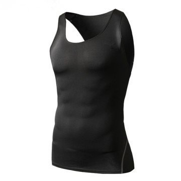Men's Custom Fitness Black Skin Compression Tank Top