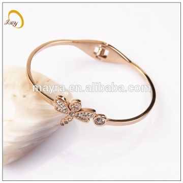 dragonfly pattern stainless steel jewelry set bangle rose set auger polish round bangle diamond set bangle