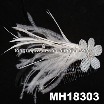 feather flower decorative french twist hair combs