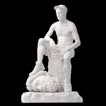 modern creative marble sitting boy step on the head sculpture for sale