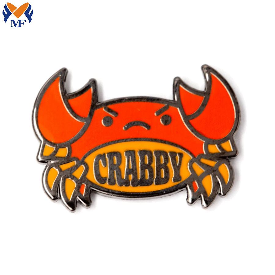 Metal Custom Crabby Pin With Colored Enamel