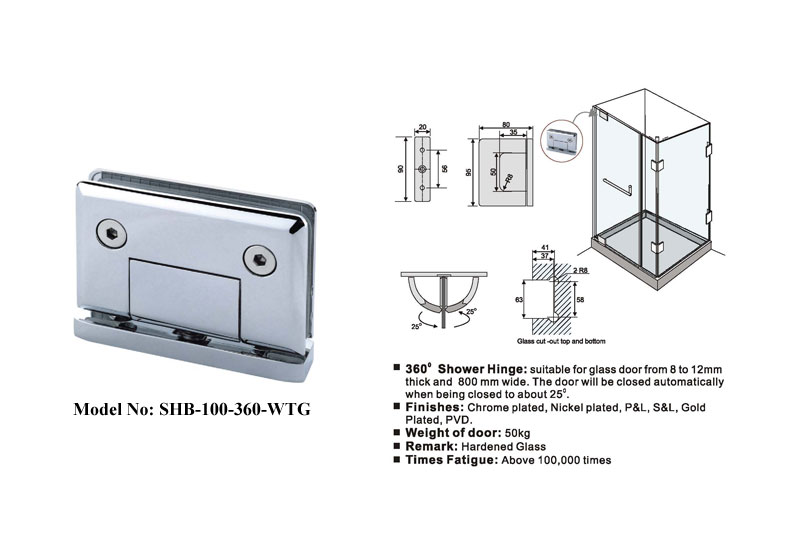 Hinges for 8 to 12mm Glass door