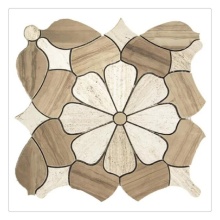 Tumbled Anti Slip White Wood Marble Lotus Mosaic