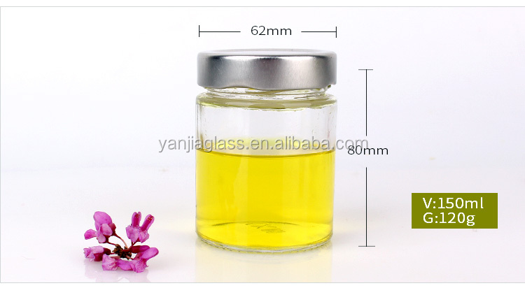 wholesale 120ml 4oz storage glass jam honey pickles jar with metal screw top lid