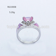 new arrivals 925 sterling silver pink triangle CZ with pink opal women's rings