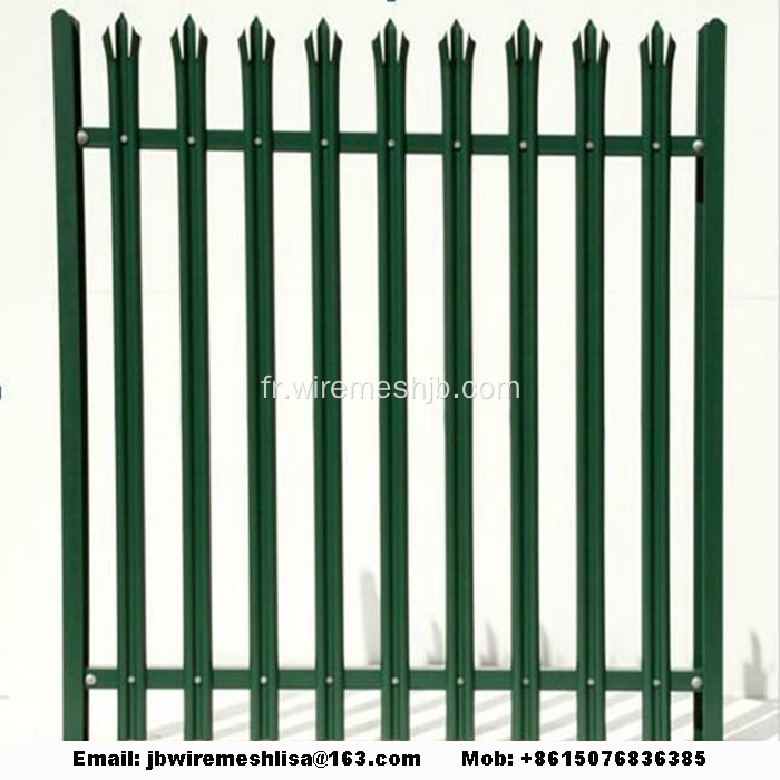 Panneaux de clôture en palissade enduits de poudre en forme de W