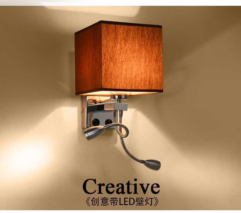 Best decorative fabric material E27 coffee white color indoor home use wall lamp