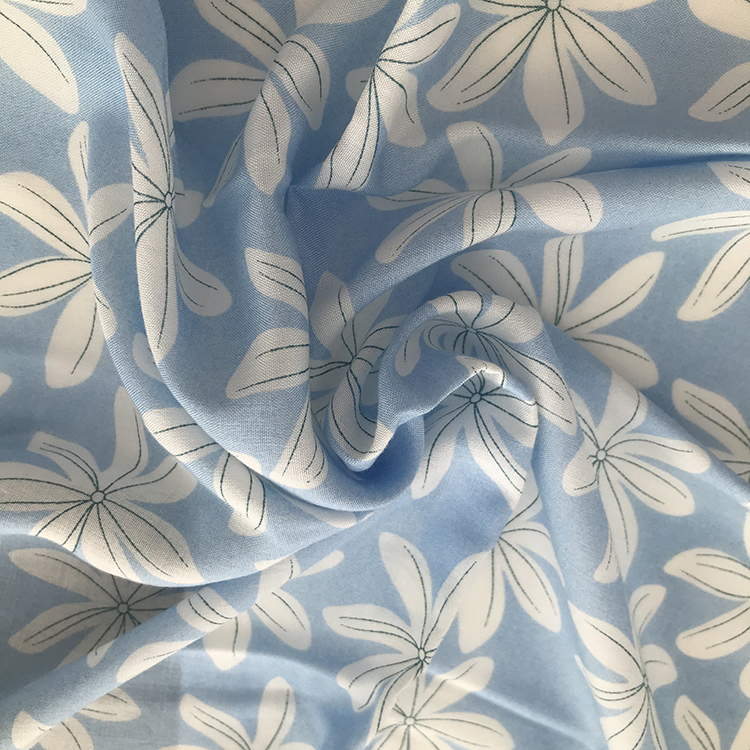 2020 latest stock lot soft  many color viscose printed simple floral poplin rayon fabric