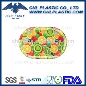 Oval fruit printed plastic tray for food