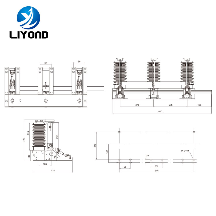 10kV 12KV 200mm 210mm High voltage indoor disconnecting switches earthing switch for switch panel