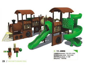Oem Wooden Train Playground , Kindergarten Playground Slide
