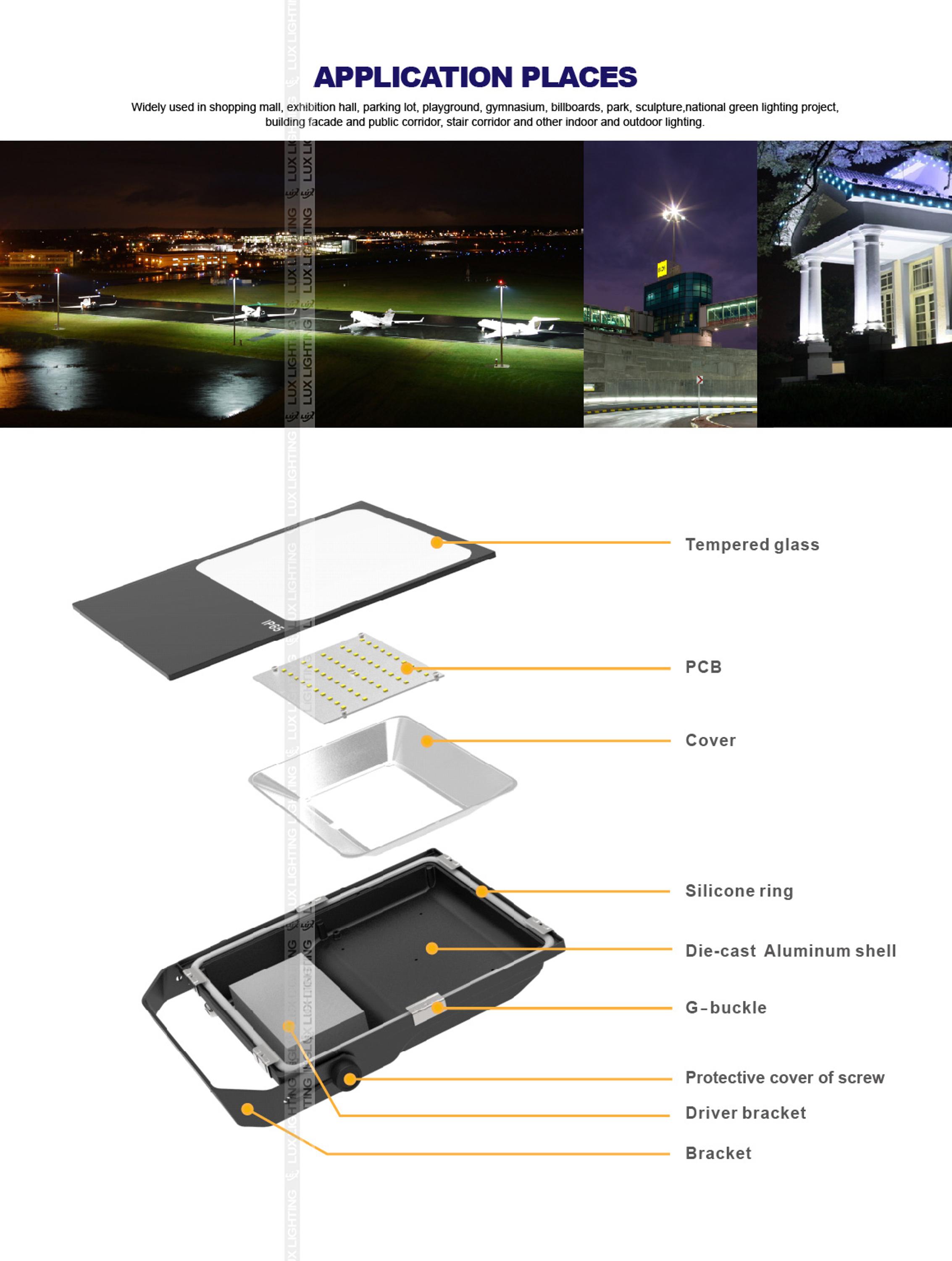 LUXINT Manufacture Outdoor Super Brightness Dimmable Flood Light Led 50w